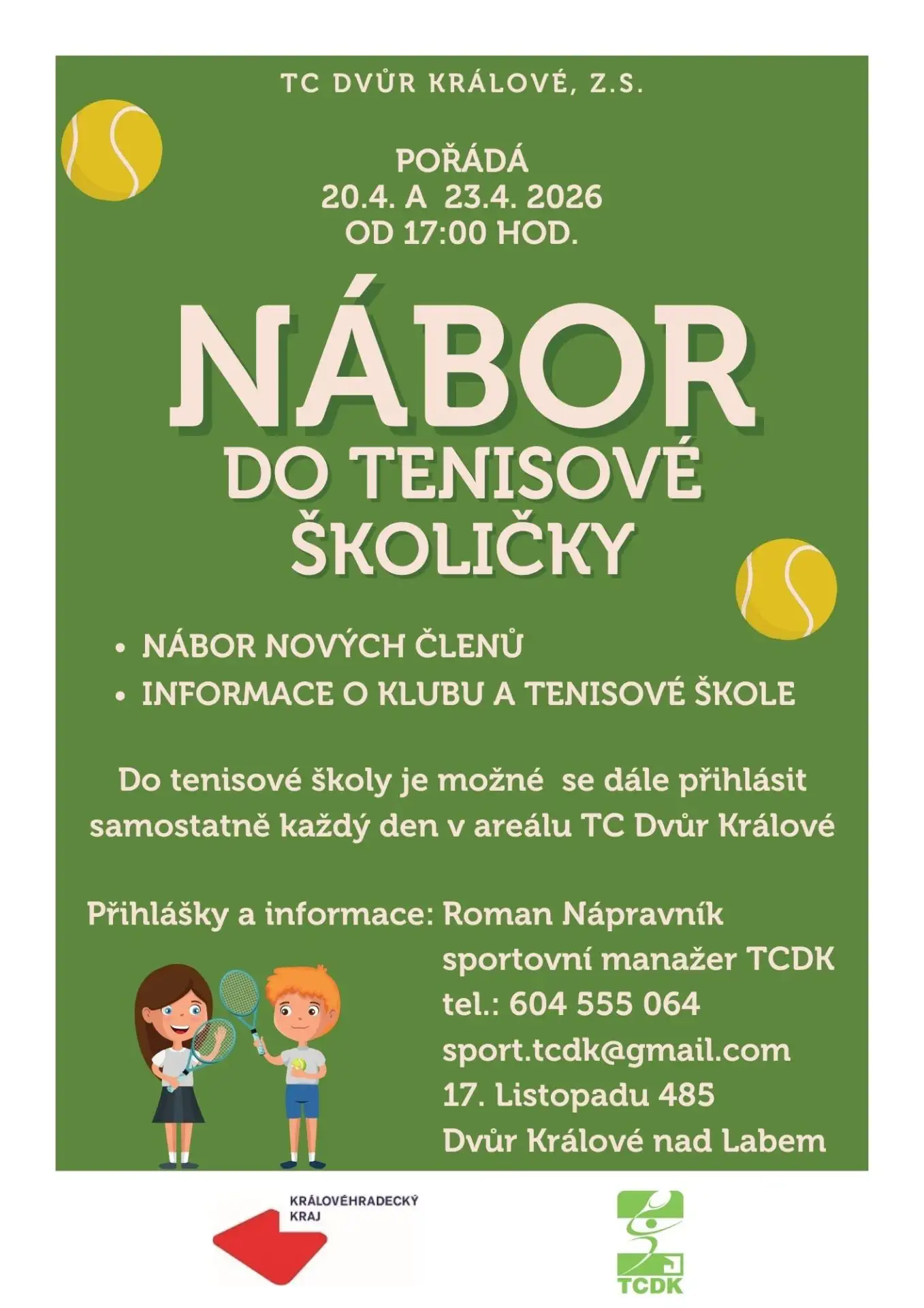 NÁBOR DO TENISOVÉ ŠKOLIČKY